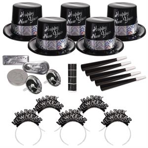 Silver and Ebony Fantasy New Year&apos;s Eve Party Kit for 50