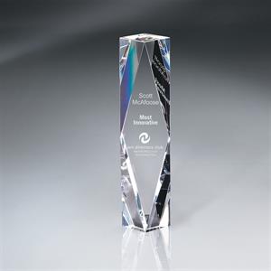 Crystal Faceted Block Tower Award -  Small
