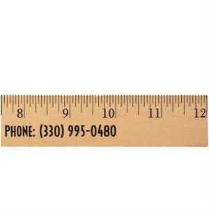 12&quot; Clear Lacquer Wood Ruler - English Scale