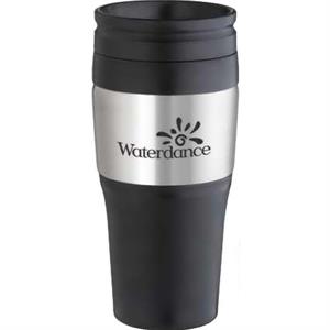 2-Tone Stainless Tumbler with Plastic Lid - 16 Oz.