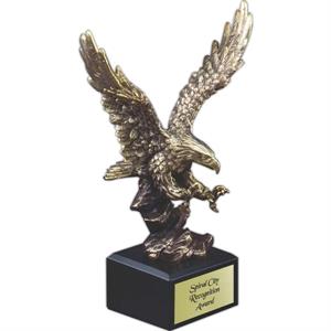 Gold Antique Finish Resin Cast Eagle Landing Award - Small