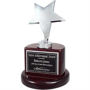 Silver Star Trophy on Rosewood Piano Finish Base