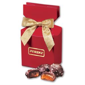 Chocolate Sea Salt Caramels in Red Gift Box