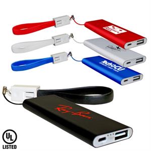 Flat Power Bank With Cable