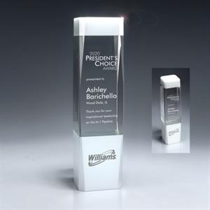 Clear and White Crystal Jewel-Cut Pillar Award