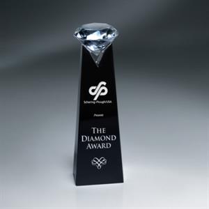 Black Crystal Tower Award with Clear Diamond