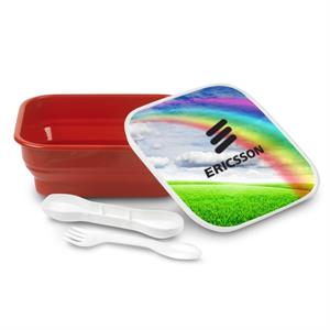 Gourmet 2 Plastic lunch container w/snap lid &amp; utensil