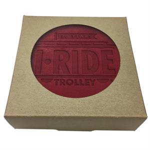 Set of 4 Color Top Leather Coasters w/ Natural Kraft Box