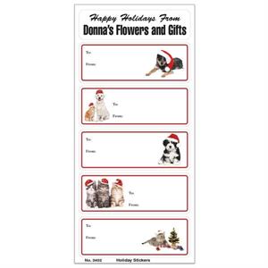 White Paper Christmas Holiday Sticker Sheet (Dogs/Cats)