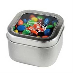 Candy Coated Chocolate Plain in Lg Square Window Tin