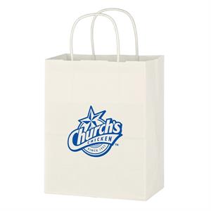 Kraft Paper White Shopping Bag - 8&quot; x 10-1/4&quot;
