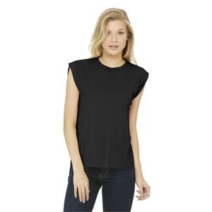 BELLA+CANVAS Women&apos;s Flowy Muscle Tee With Rolled Cuffs.