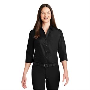 Port Authority Ladies 3/4-Sleeve Carefree Poplin Shirt.