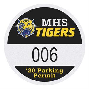 Round White Reflective Numbered Outside Parking Permit