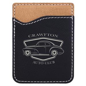 Leatherette Phone Wallet - Black/Silver