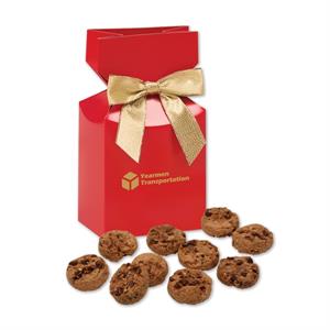 Bite-Sized Chocolate Chip Cookies in Red Gift Box