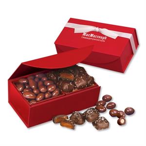 Chocolate Almonds &amp; Sea Salt Caramels in Red Magnetic Box