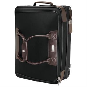 Terni Brown Leather/Black Twill Nylon Trolley Bag