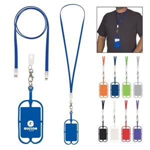 2-In-1 Charging Cable Lanyard With Phone Holder &amp; Wallet