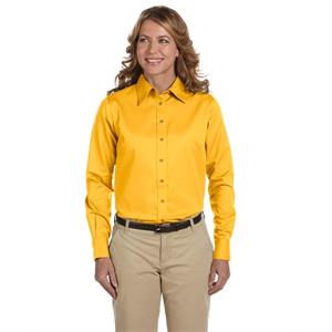 Harriton Ladies&apos; Easy Blend™ Long-Sleeve Twill Shirt with...