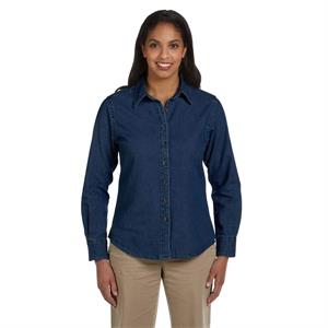 Harriton Ladies&apos; 6.5 oz. Long-Sleeve Denim Shirt
