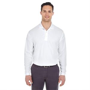 UltraClub Adult Cool &amp; Dry Long-Sleeve Mesh Pique Polo