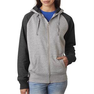 J America Ladies&apos; Glitter French Terry Contrast Full-Zip ...