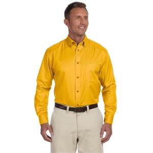 Harriton Men&apos;s Easy Blend™ Long-Sleeve Twill Shirt with S...