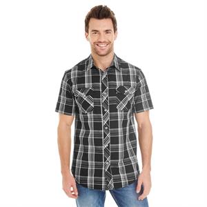 Burnside Men&apos;s Short-Sleeve Plaid Pattern Woven Shirt