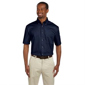 Harriton Men&apos;s Easy Blend™ Short-Sleeve Twill Shirt with ...