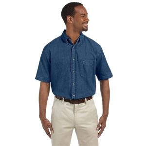 Harriton Men&apos;s 6.5 oz. Short-Sleeve Denim Shirt