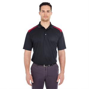 UltraClub Adult Cool &amp; Dry Two-Tone Mesh Pique Polo