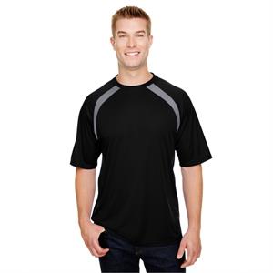 A4 Men&apos;s Spartan Short Sleeve Color Block Crew Neck T-Shirt