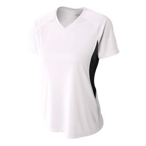 A4 Ladies&apos; Color Block Performance V-Neck T-Shirt