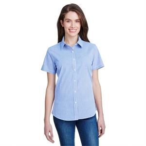 Ladies&apos; Microcheck Gingham Short-Sleeve Cotton Shirt
