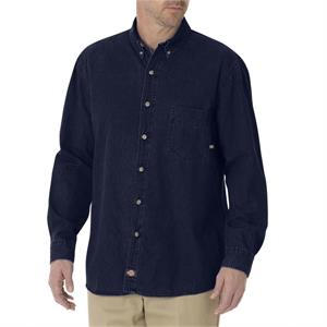 Dickies Unisex Long-Sleeve Button-Down Denim Shirt