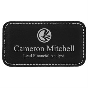 Leatherette Rectangle Name Badge with Magnet