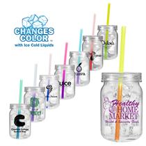 24 oz. Plastic Mason Jar with Mood Straw